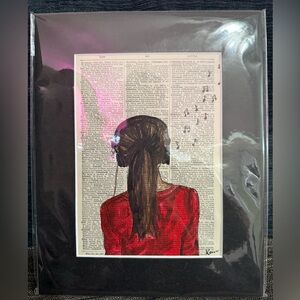 Girl listening to music Art Print